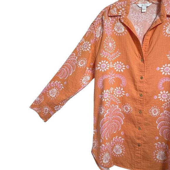 Lilly Pulitzer Kwitney Long Sleeve V Neck Button Front Coverup Tunic Medium - Picture 5 of 11